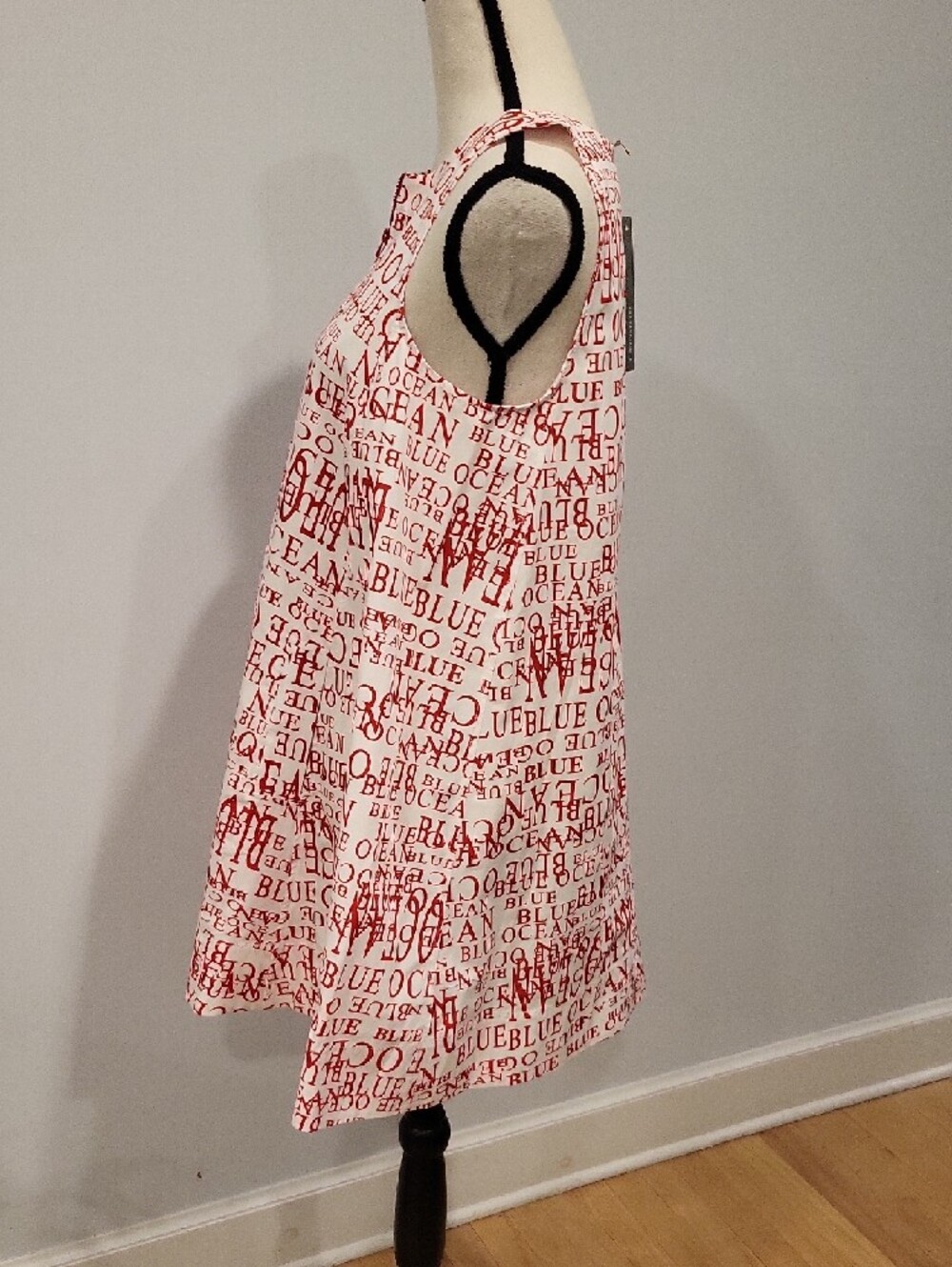 Anthropologie White Mini Dress with Rust Red Text Print - Picture 6 of 9